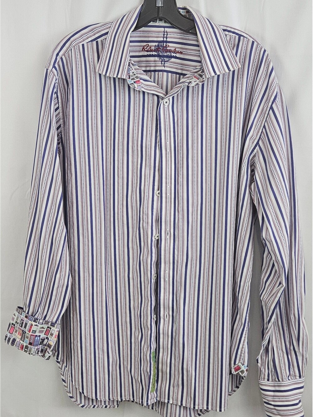 Robert Graham Men's XL Striped Button-Up Shirt Flip Cuff